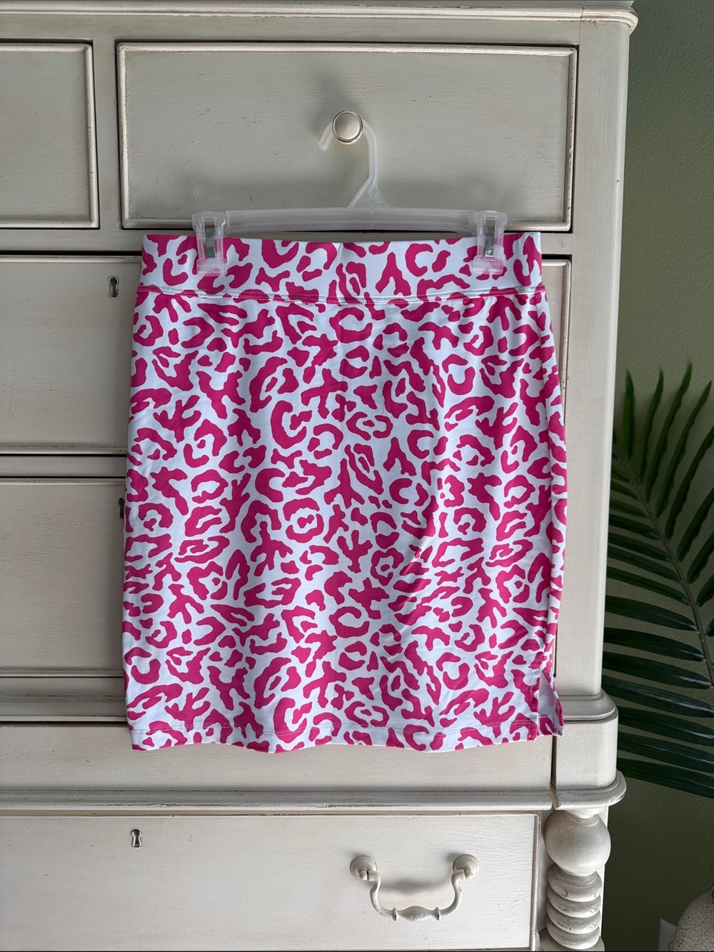 Pink Leopard Print Mini Skirt - Stretch Cotton Blend